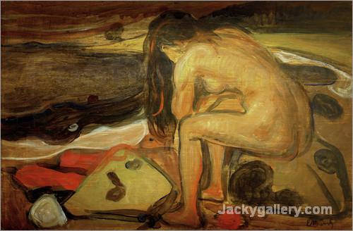 Female nude on the beach by Edvard Munch paintings reproduction